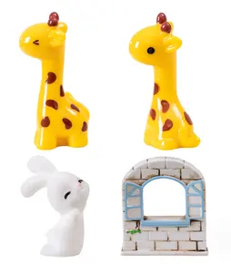 Patung mainan hewan kecil dekorasi Nordik, hiasan rumah resin modern patung rusa kelinci jendela peri