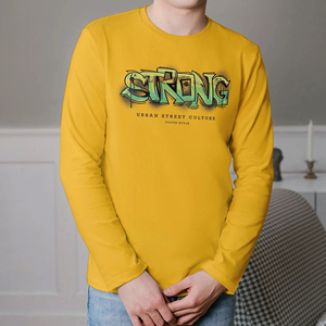 Quality Round Neck <b>Long</b> Sleeve T-shirt Plain Blank Design Full Sleeve T Shirt for Men Wholesale Men's Clothes High - Product Image 3