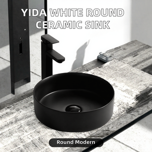 Lavabo de Cerámica Negro Mate para Colocar Sobre Encimera, Lavabo Moderno para Baño, para Casa u Hotel - Product Image 4