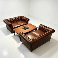Ensemble table et canapé de salle à manger 4 places en cuir et bois, style moderne et luxueux, personnalisable OEM ODM pour bars, restaurants et hôtels