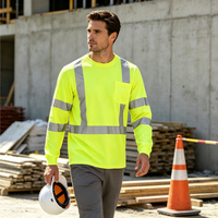 Chemise de sécurité haute visibilité en tissu polyester fluorescent imperméable DP0158, bandes réfléchissantes de 5 cm de large, classe 2 ANSI, toutes saisons, extérieur