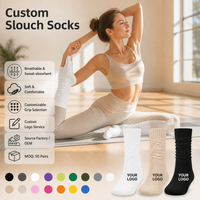 Chaussettes de sport pour femmes, en coton respirant, avec logo personnalisé OEM, antidérapantes, pour yoga et pilates