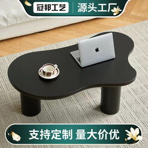 Nordic Cloud Shaped Coffee <b>Table</b> Wood Top Black <b>White</b> Minimalist Modern Design For Living Room <b>Small</b> Apartment - Product Image 5