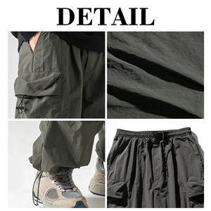 KingSen Hot Sale Elastic Waist <b>Drawstring</b> Pleated Waterproof Cargo Pants Men's Casual Loose Fit Multi Pocket Streetwear <b>Trousers</b> - Product Image 6