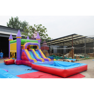 Tobogán Acuático Inflable con Temática de Castillo Morado, <span class=keywords><strong>Torre</strong></span> Arcoíris con <span class=keywords><strong>Piscina</strong></span> para Niños, Alquiler Comercial para Fiestas de Verano - Product Image 4