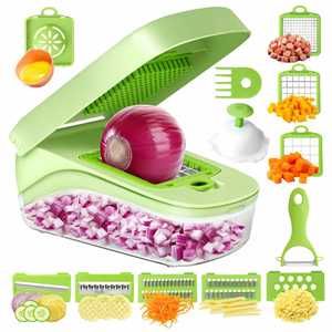 2025 Best Selling 17-in-1 Manual Handheld Multifunctional Vegetable Chopper Onion Cutter Fruits Slicer <b>Potatoes</b> Peeler <b>Container</b> - Product Image 1