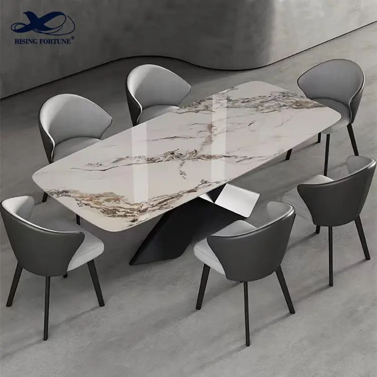Italienisches minimalist isches modernes Restaurant Nordic Marble Top 8-Sitzer Esstisch Set Esstisch