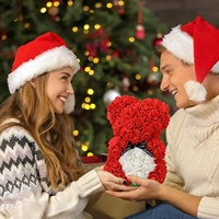 AYOYO Ours en fleurs écologique en mousse de 25 cm – Cadeau Saint-Valentin Fête des Mères – Ours en roses PE