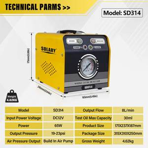 Solary SD314 DC12V Auto-Rauchleckdetektor mit Integrierter Luftpumpe & EVAP-Vakuumtester <span class=keywords><strong>1</strong></span> Jahr Garantie für Rohrsysteme - Product Image 6