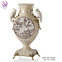 Vase en laiton européen Antique et vintage, vase en porcelaine à oiseau, vase de luxe double couche, plat à fruits, décoration de maison, pot de fleurs