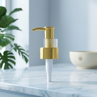 Pompe pulvérisatrice anti-déversement pour distributeur de savon liquide 28/410 24/410, avec fermeture en aluminium lisse et côtelée, pour cosmétiques, shampoing, corps et mains