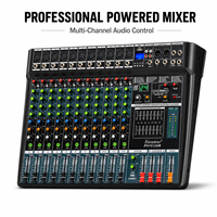 Console de mixage audio alimentée 12 canaux EV12-USB avec amplificateur de puissance, Bluetooth, effets numériques USB et égaliseur 7 bandes pour spectacles sur scène