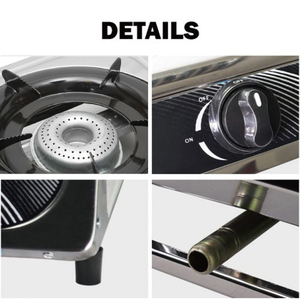 Réchaud à gaz compact, portable et élégant en acier inoxydable à double brûleur <span class=keywords><strong>pour</strong></span> usage extérieur et en camping-car - Product Image 5