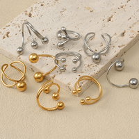 Bagues ajustables en acier inoxydable avec perles pour femmes et hommes, bijoux en métal personnalisés, cadeau d'anniversaire tendance, vente en gros