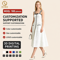 Robe midi pour femme, style vintage, à pois, col carré, coupe trapèze, en tissu tissé, commande en gros personnalisée, directement de l'usine