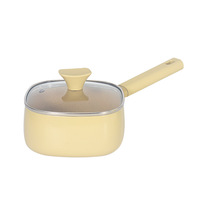 Marmite carrée en aluminium antiadhésive de style japonais pour lait, aliments pour bébés, nouilles instantanées, avec couvercle en verre