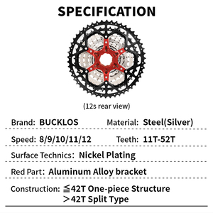 OEM/ODM BUCKLOS <span class=keywords><strong>Cassette</strong></span> de vélo 8-11 vitesses <span class=keywords><strong>Cassette</strong></span> de vélo de <span class=keywords><strong>montagne</strong></span> 32T 34T 36T 42T 46T 50T 52T VTT roue libre <span class=keywords><strong>pour</strong></span> moyeu HG - Product Image 4
