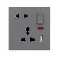 Prise murale modulaire multifonctionnelle 5 broches avec voyant néon et ports USB à charge rapide pour vente en gros