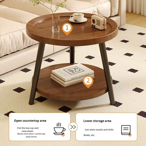 Side Table Small Nordic StyleCoffee Table with Shelf Storage Modern Design Planing Board Top Assembled <strong>Smart</strong> Bedroom <strong>Furniture</strong> - Product Image 4