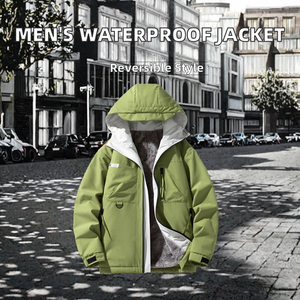 Unisex Casual Winter Waterproof Hooded Jacket High-quality Standard Breathable Plus <b>Size</b> Zipper Closure Reversible Bidirectional - Product Image 2