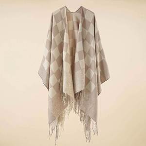 Poncho d'hiver en cachemire de haute qualité pour femme 2024, châle-couverture, cape, poncho ouvert à capuche pour l'hiver - Product Image 2