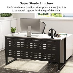 Muebles de oficina modernos de madera blanca y negra, escritorio de ordenador, mesa de lectura de escritura - Product Image 6