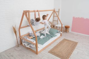 <span class=keywords><strong>Letto</strong></span> a terra in legno <span class=keywords><strong>Montessori</strong></span> scandinavo per bambini, misura King Size, telaio basso, vernice a base d'acqua, non richiede rete a molle - Product Image 3
