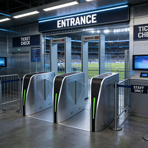 वाटरप्रूफ स्टेनलेस स्टील स्विंग टर्नस्टाइल स्वचालित एक्सेस कंट्रोल बैरियर स्टेशन हवाई अड्डों के लिए पार्किंग स्थल - Product Image 4