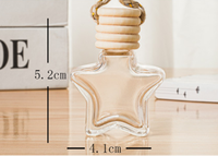 Flacon diffuseur de parfum pour voiture en forme d'étoile de 10 ml, vide et rechargeable, avec bouchon en bois, ornement parfumé pour voiture
