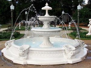 Fontaine en marbre classique et durable, motifs floraux sculptés à la main, design à étages, extérieur, jardin, lac, parc - Product Image 3