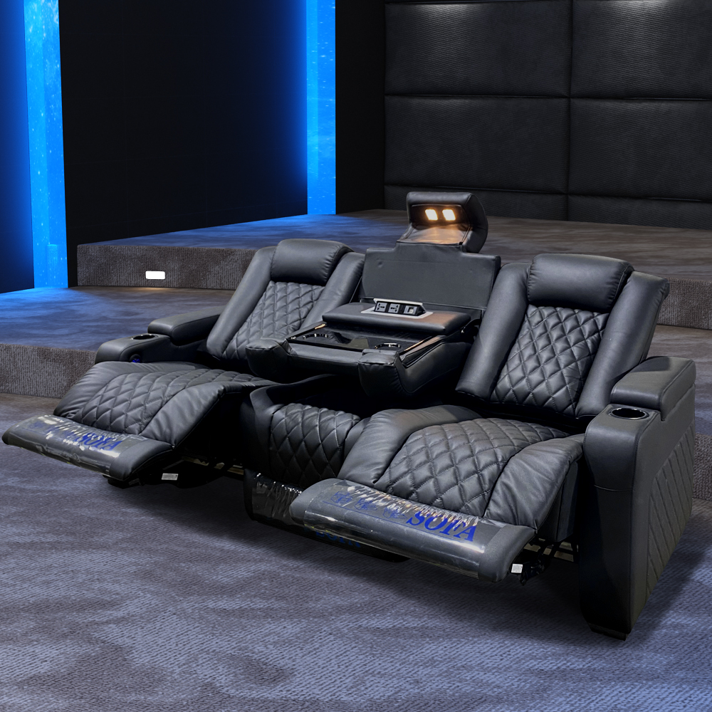 Moderne Lederen Home Theatre Sofa Elektrische Unit Combinatie Woonkamer Bioscoopstoel