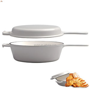 أواني طبخ فرن هولندي بالمينا 2 في 1 غير لاصقة <span class=keywords><strong>XR</strong></span> مع غطاء مقلاة وعاء فرن هولندي مطلية بالمينا لخبز الخبز - Product Image 3