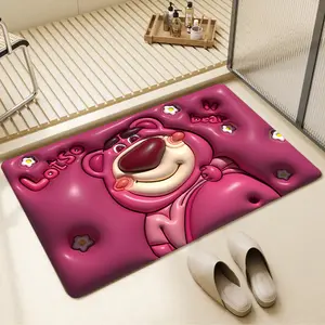 Customized Diatom Mud Soft Printing Bathroom Rug Super Water Absorbent Anti Slip Diatomite Bath Mat
