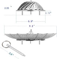 Panier vapeur pliable et extensible en acier inoxydable, étanche, avec grille de drainage, pour fruits et légumes