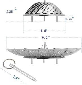 Panier <span class=keywords><strong>vapeur</strong></span> pliable et extensible en acier inoxydable, étanche, avec grille de drainage, pour fruits et légumes - Product Image 3