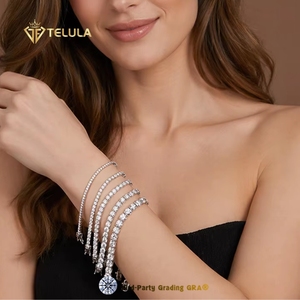 Collana Tennis con Moissanite Taglio Brillante Rotondo, Stile Hip Hop, in Argento Sterling 925 con Placcatura in Oro/Argento/Oro Rosa, Unisex - Product Image 1