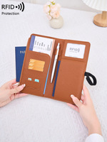 Portefeuille de voyage en cuir pour passeport, organiseur de documents, pochette, porte-passeport RFID, portefeuille long