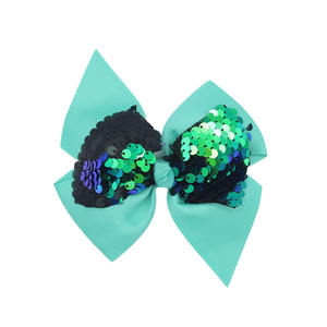 Barrettes à cheveux alligator scintillantes à paillettes et nœuds pour bébés filles, en tissu uni multicolore, pour fêtes - Product Image 5