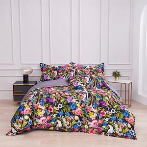 Parure de <span class=keywords><strong>lit</strong></span> en coton <span class=keywords><strong>imprimé</strong></span> d'animaux de la <span class=keywords><strong>jungle</strong></span> et de fleurs, draps en coton doux et luxueux, ensemble de housse de couette, taille king - Product Image 2