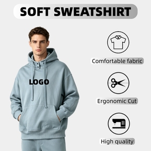 Sudadera <span class=keywords><strong>con</strong></span> <span class=keywords><strong>Capucha</strong></span> Azul Claro para Hombre, <span class=keywords><strong>con</strong></span> Cordón Ajustable, Estampado de Letras Minimalista, Estilo Casual Oversize, Streetwear - Product Image 1