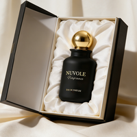 Flacon de parfum personnalisé de bonne qualité, noir, 50 ml, en verre, rond, avec emballage boîte