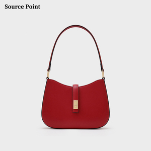 Simple <strong>Black</strong> Genuine Leather <strong>Small</strong> Underarm <strong>Handbag</strong> with Zipper Shackle Elegant Underarm Bags for Women - Product Image 6