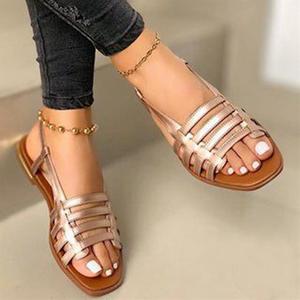 Sandalias de playa tejidas de moda para mujer 2024, nuevas, de talla grande, con suela plana, zapatos casuales ligeros con amortiguación para comercio transfronterizo - Product Image 2
