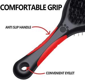 犬と猫用の両面ヘアブラシ、ピンと毛付きのペットグルーミングコーム、デタン用のショートミディアムとロングヘアブラシ - Product Image 4