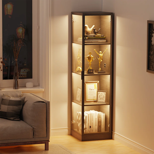 Vitrine en verre haute OEM pour figurines d'action, jouets Lego, étagère d'angle à <span class=keywords><strong>4</strong></span> niveaux, armoire de rangement avec éclairage réglable - Product Image 3