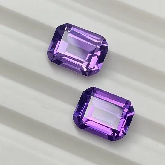 Amethyst ungu asli 7x9mm 10x12mm longgar Natural Octagon potong batu permata Amethyst