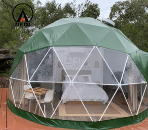 Tente géodésique dôme de Glamping avec salle de bain et salon contenant deux adultes deux enfants - Product Image 4