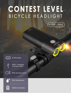 Gaciron V9DP-1800 Lumen Type-C Rechargeable Dual Cree LED Bike Front Light - Mountain & Road Bicycle Cycling Accessories - Product Image 2
