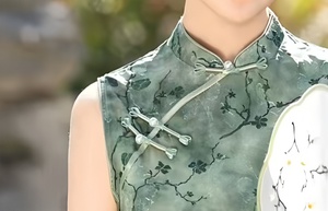 Nature's Green Robe longue Cheongsam sans manches traditionnelle chinoise Qipao <span class=keywords><strong>Daiily</strong></span> Gathering pour femmes - Product Image 5