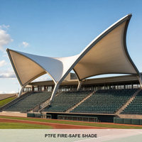 Membrane en tissu PTFE FH1350 de qualité architecturale, enduite de fibre de verre, ininflammable, autonettoyante, translucide, pour toiture tendue